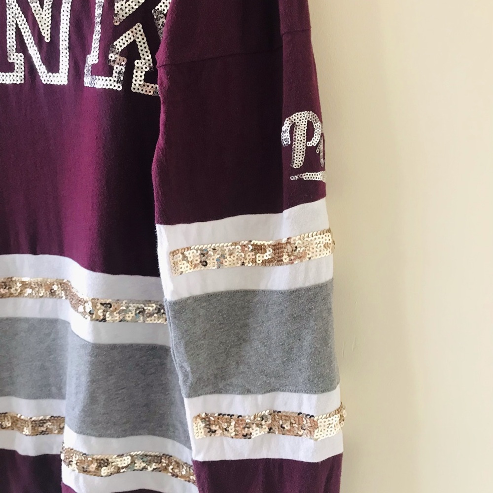 Victoria’s Secret PINK Y2K Sequin Oversized Ling Sleeved V Neck Top - Picture 6 of 12